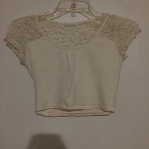 White cropped top with lace